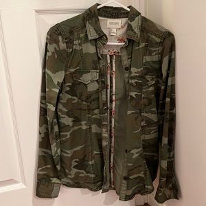 Forever 21-Army print Jean jacket